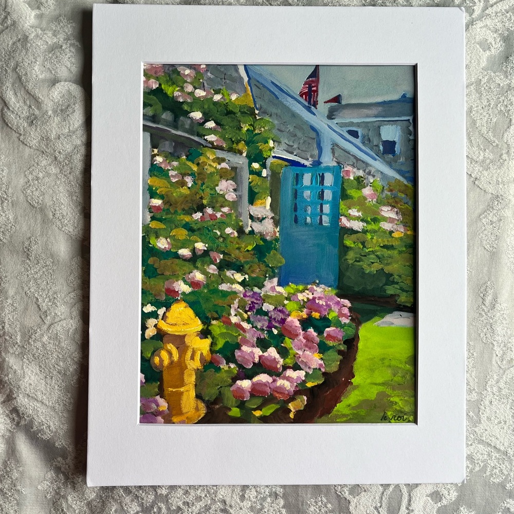 Nantucket Island post office Charming Garden Scene Painting